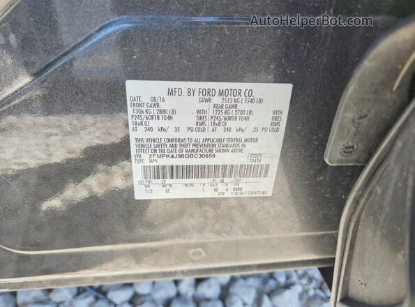 2FMPK4J98GBC30659 2016 FORD EDGE Charcoal Вид наклейки з VIN-кодом