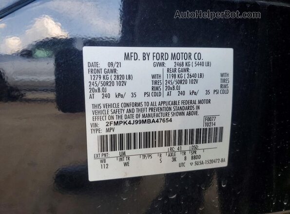 2FMPK4J99MBA47654 2021 FORD EDGE Black VIN կոդի պիտակի տեսք