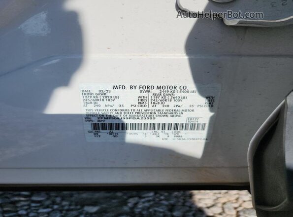 2FMPK4J99PBA23505 2023 FORD EDGE White VIN sticker view
