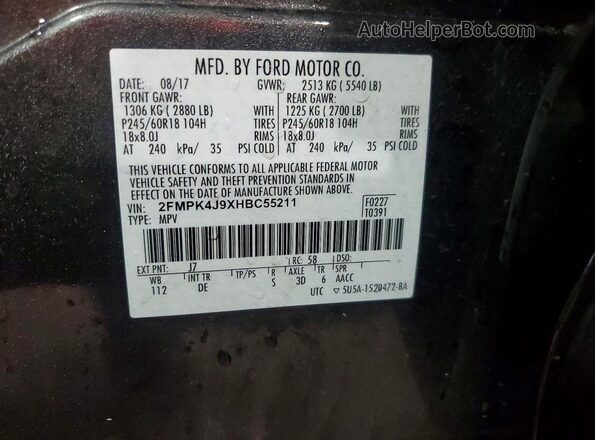2FMPK4J9XHBC55211 2017 FORD EDGE Gray Engine compartment view