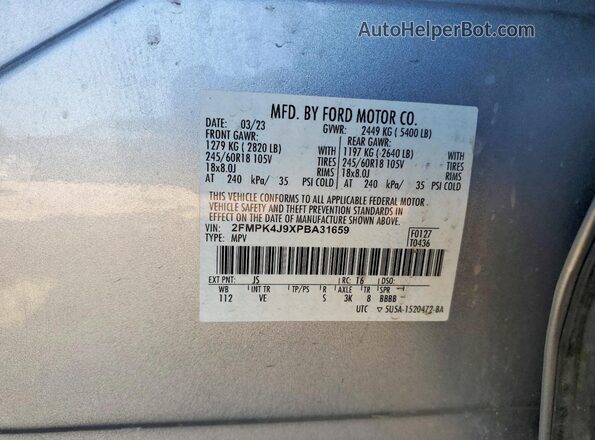 2FMPK4J9XPBA31659 2023 FORD EDGE Silver Вид підкапотного простору
