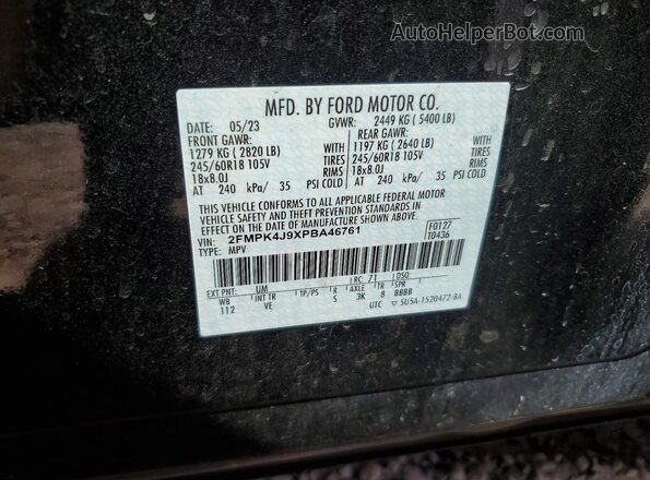 2FMPK4J9XPBA46761 2023 FORD EDGE Black Widok komory silnika