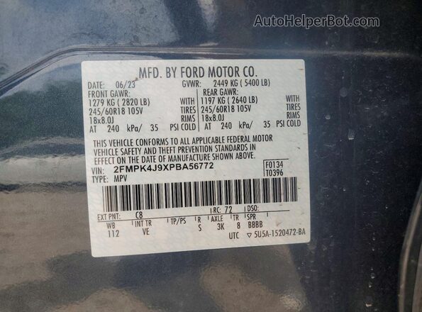 2FMPK4J9XPBA56772 2023 FORD EDGE Blue VIN sticker view