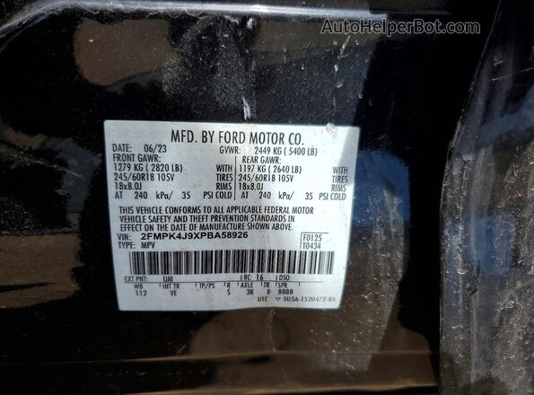 2FMPK4J9XPBA58926 2023 FORD EDGE Black ძრავის განყოფილების ხედი
