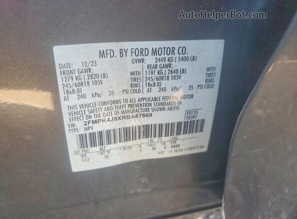 2FMPK4J9XRBA67869 2024 FORD EDGE Gray სალონის 360-გრადუსიანი ხედი