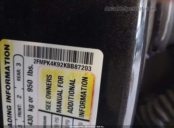2FMPK4K92KBB87203 2019 FORD EDGE Gray Вид підкапотного простору