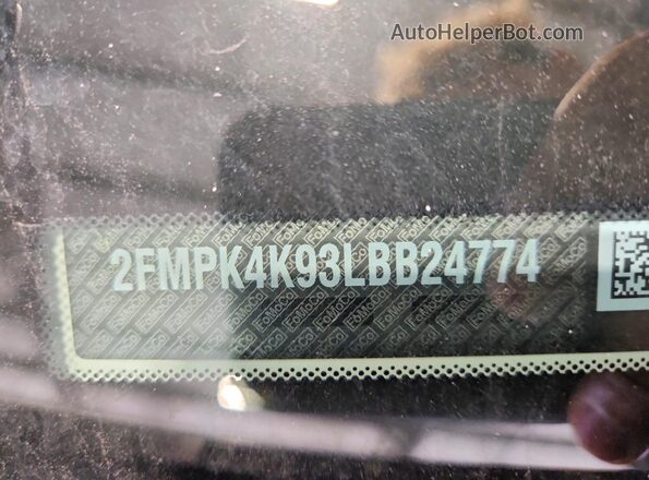 2FMPK4K93LBB24774 2020 FORD EDGE White Widok naklejki z numerem VIN