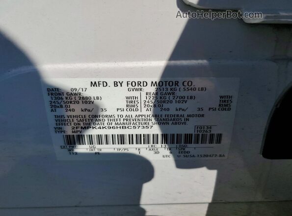 2FMPK4K96HBC57357 2017 FORD EDGE Белый Вид подкапотного пространства
