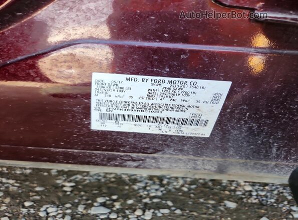 2FMPK4K9XHBC10333 2017 FORD EDGE Burgundy Widok komory silnika
