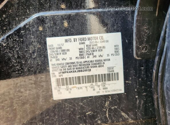 2FMPK4K9XJBB20038 2018 FORD EDGE Black 