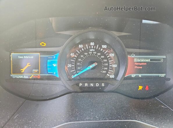 2FMPK4K9XJBB21187 2018 FORD EDGE Maroon ხელსაწყოთა პანელის ხედი