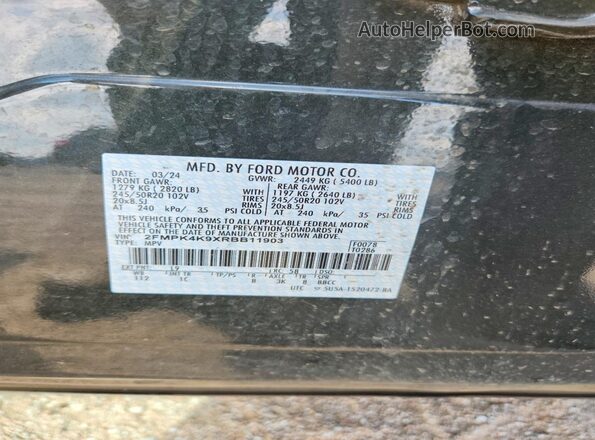 2FMPK4K9XRBB11903 2024 FORD EDGE Black Vista del compartimento del motor