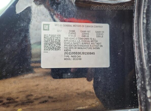 2G1105S30J9150845 2018 CHEVROLET IMPALA Black Вид підкапотного простору