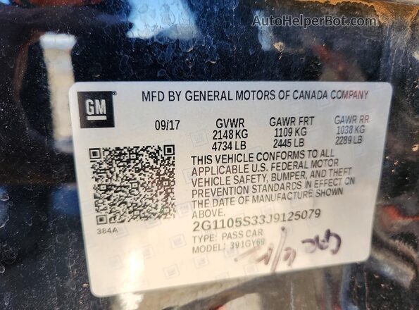2G1105S33J9125079 2018 CHEVROLET IMPALA Черный Вид подкапотного пространства
