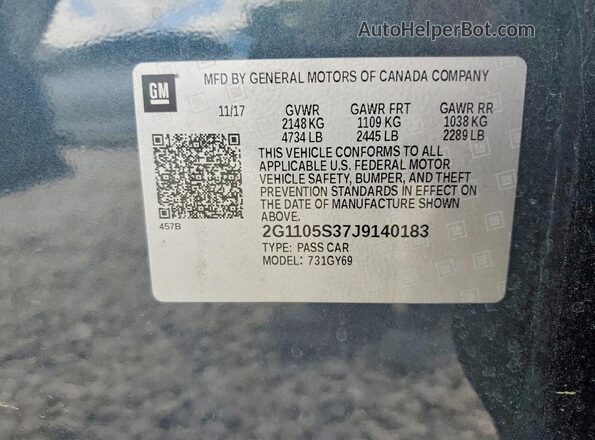 2G1105S37J9140183 2018 CHEVROLET IMPALA Серый Вид подкапотного пространства