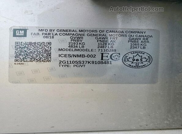2G1105S37K9108481 2019 CHEVROLET IMPALA Silver Շարժիչի բաժամունքի տեսք