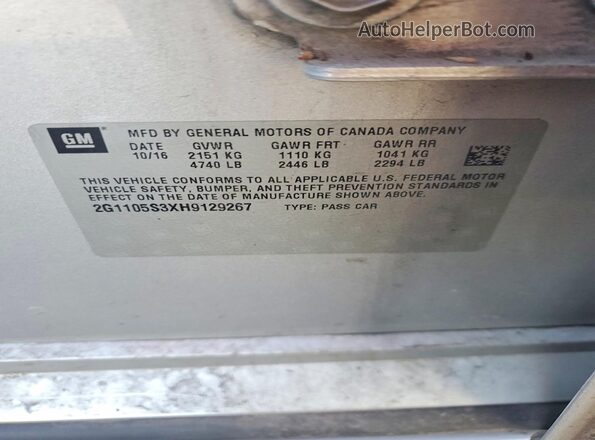 2G1105S3XH9129267 2017 CHEVROLET IMPALA Silver Widok komory silnika
