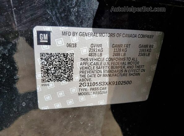 2G1105S3XK9102500 2019 CHEVROLET IMPALA Black Շարժիչի բաժամունքի տեսք