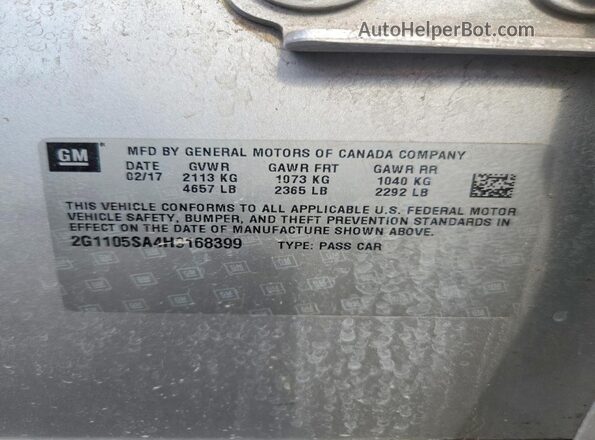 2G1105SA4H9168399 2017 CHEVROLET IMPALA Silver Engine compartment view