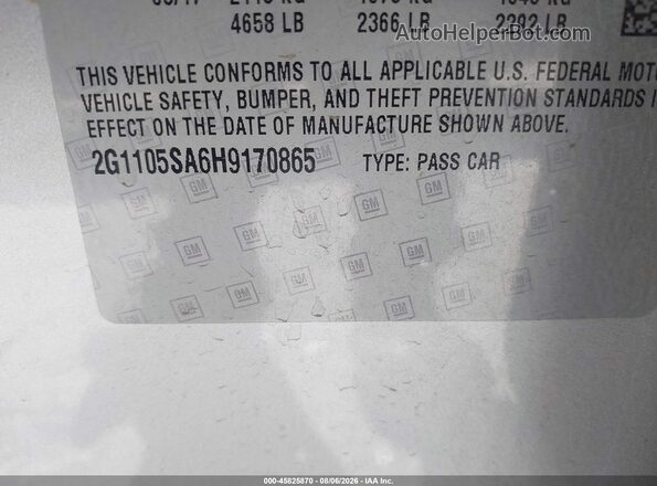 2G1105SA6H9170865 2017 CHEVROLET IMPALA Silver Engine compartment view