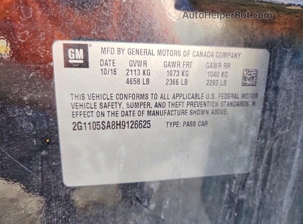 2G1105SA8H9126625 2017 CHEVROLET IMPALA Black Widok komory silnika