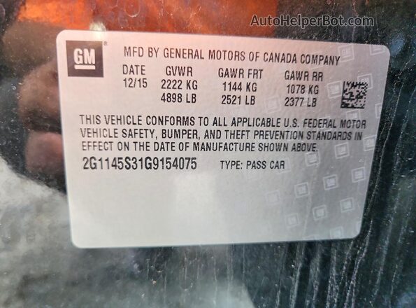 2G1145S31G9154075 2016 CHEVROLET IMPALA Black Շարժիչի բաժամունքի տեսք