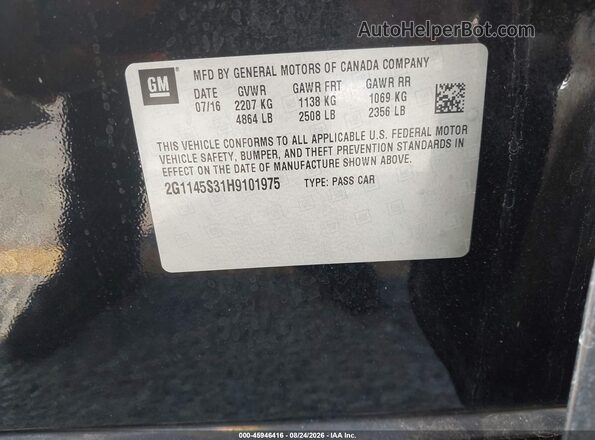 2G1145S31H9101975 2017 CHEVROLET IMPALA Black Widok komory silnika