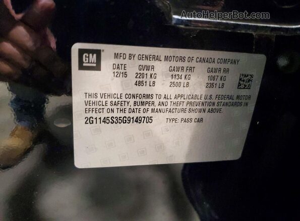 2G1145S35G9149705 2016 CHEVROLET IMPALA Black Շարժիչի բաժամունքի տեսք