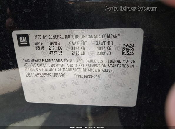 2G1145S35H9105396 2017 CHEVROLET IMPALA Черный Вид подкапотного пространства