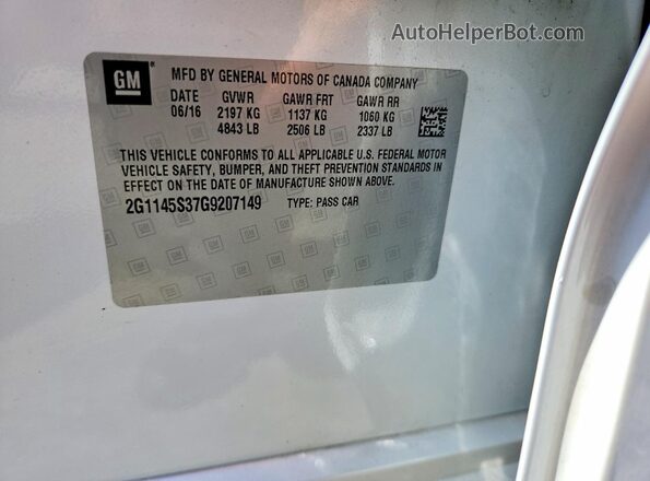 2G1145S37G9207149 2016 CHEVROLET IMPALA Белый Вид подкапотного пространства