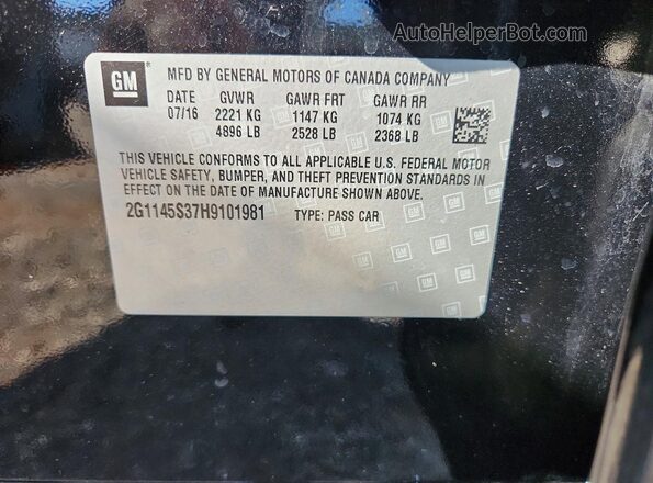 2G1145S37H9101981 2017 CHEVROLET IMPALA Black Вид підкапотного простору