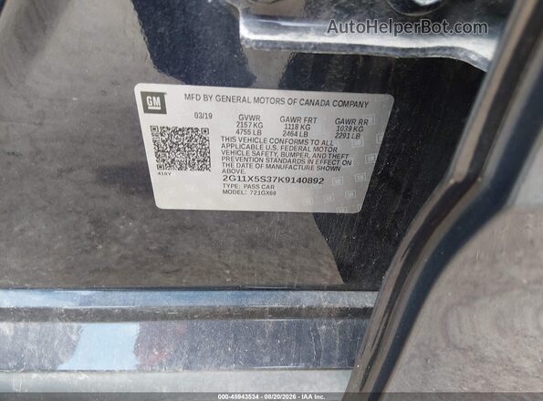 2G11X5S37K9140892 2019 CHEVROLET IMPALA Синий Вид подкапотного пространства