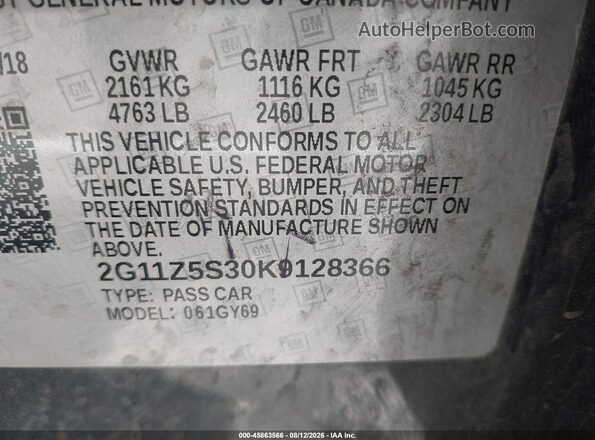2G11Z5S30K9128366 2019 CHEVROLET IMPALA Gray Vista del compartimento del motor