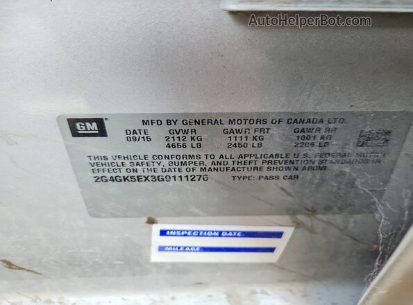 2G4GK5EX3G9111276 2016 BUICK REGAL Silver Vista del compartimento del motor