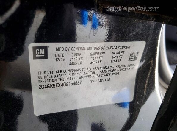 2G4GK5EX4G9154637 2016 BUICK REGAL Black ძრავის განყოფილების ხედი