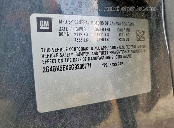 2G4GK5EX6G9206771 2016 BUICK REGAL Gray სალონის 360-გრადუსიანი ხედი