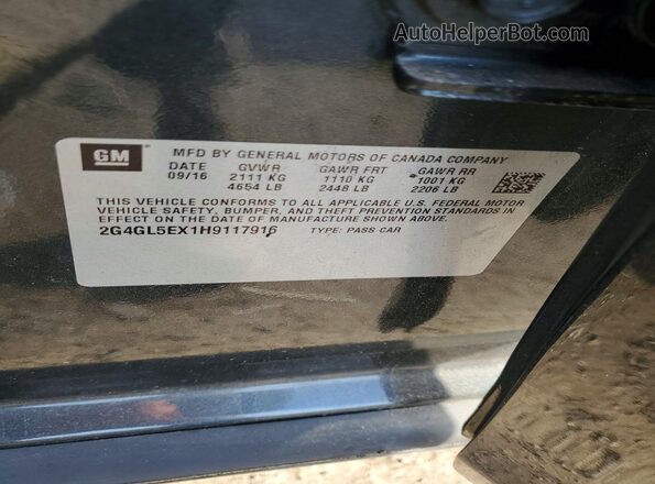 2G4GL5EX1H9117916 2017 BUICK REGAL Charcoal Engine compartment view