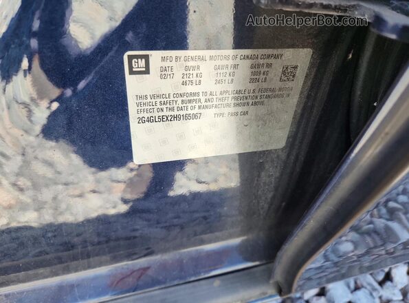 2G4GL5EX2H9165067 2017 BUICK REGAL Teal VIN sticker view