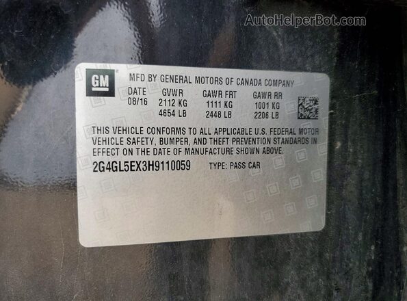 2G4GL5EX3H9110059 2017 BUICK REGAL Black Շարժիչի բաժամունքի տեսք