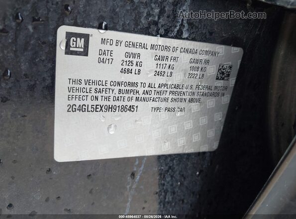2G4GL5EX9H9186451 2017 BUICK REGAL Black Շարժիչի բաժամունքի տեսք