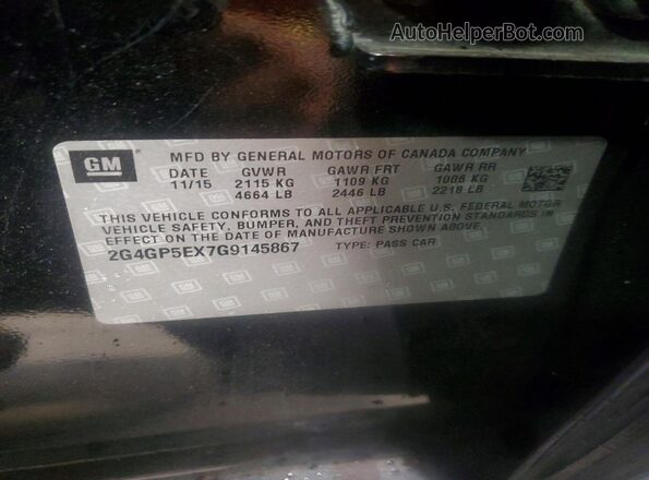 2G4GP5EX7G9145867 2016 BUICK REGAL Black ძრავის განყოფილების ხედი
