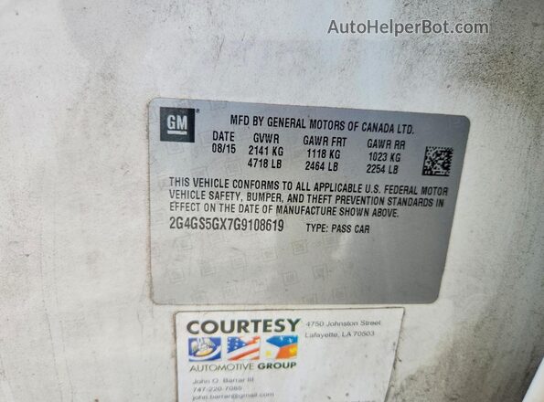 2G4GS5GX7G9108619 2016 BUICK REGAL Белый Вид подкапотного пространства