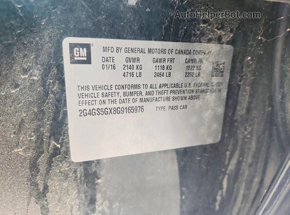 2G4GS5GX8G9165976 2016 BUICK REGAL Green VIN կոդի պիտակի տեսք