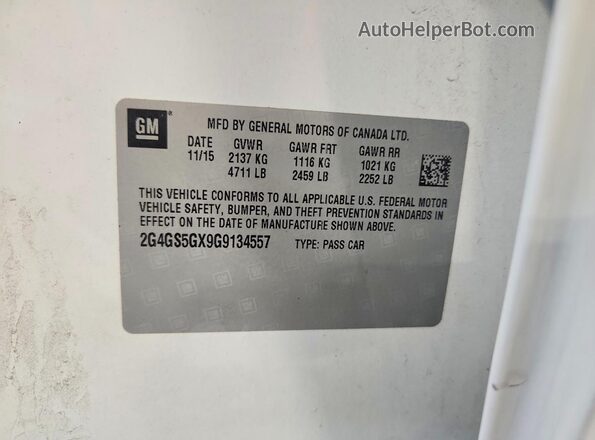 2G4GS5GX9G9134557 2016 BUICK REGAL White Vista del compartimento del motor