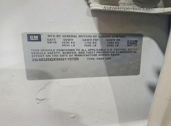 2G4GU5GX8H9110729 2017 BUICK REGAL White Engine compartment view