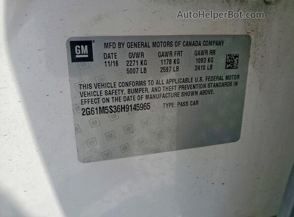2G61M5S36H9145965 2017 CADILLAC XTS White Вид підкапотного простору