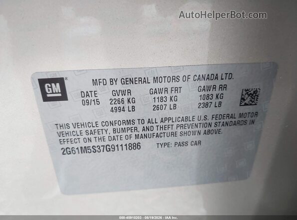2G61M5S37G9111886 2016 CADILLAC XTS Gold Engine compartment view