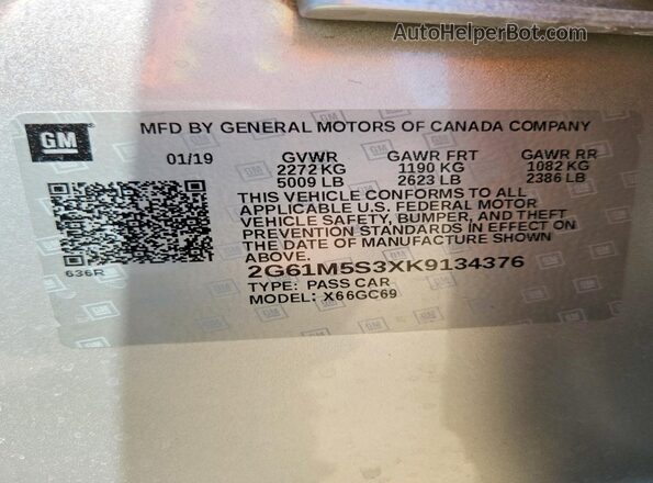 2G61M5S3XK9134376 2019 CADILLAC XTS Silver Vista del compartimento del motor