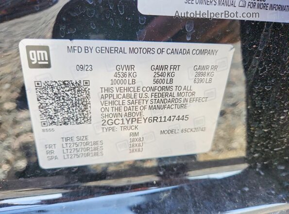2GC1YPEY6R1147445 2024 CHEVROLET SILVERADO Black Widok komory silnika