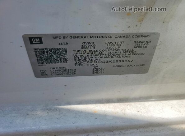 2GC2KREG3K1239157 2019 CHEVROLET SILVERADO White Շարժիչի բաժամունքի տեսք